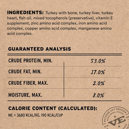 Vital Essentials Freeze-Dried Raw Turkey Meal or Mixer Cat Food Crunchy Nibs, 8 oz