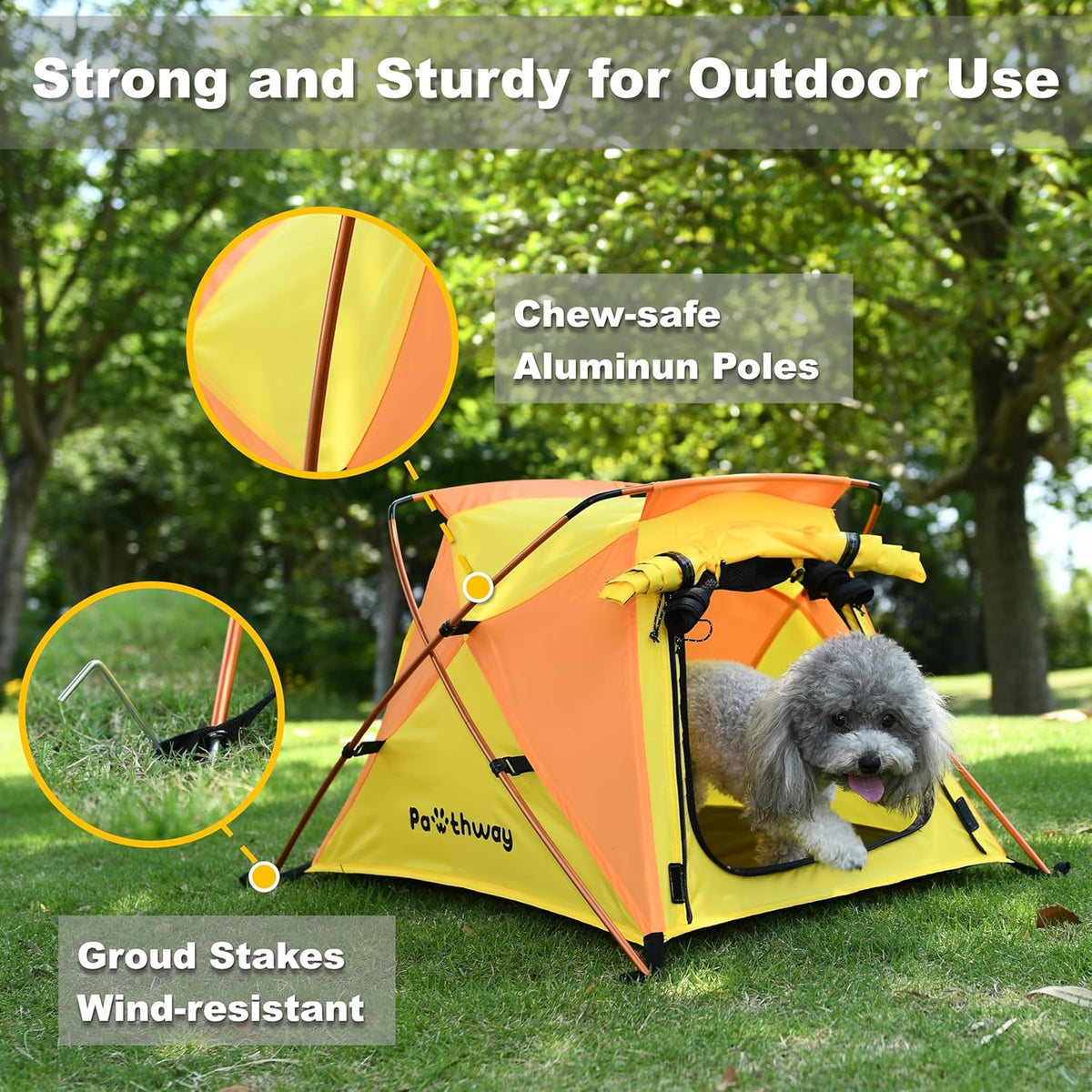 Dog Tent and Portable Playpen Outdoor Waterproof, with Aluminum Poles and Camping Mat, Pet Tent