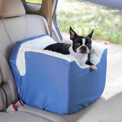 Snoozer Dog Car Seat: Lookout I Booster Seat for Small Dogs (5-15 lbs), Denim Diamond Fabric