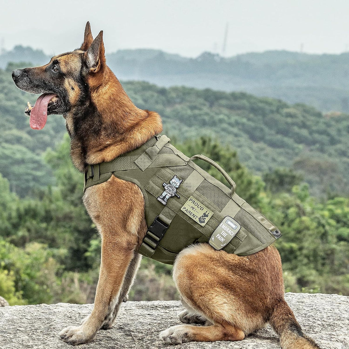OneTigris No Pull Tactical Dog Harness for Large Dogs, Aire Mesh Harness Breathable Military Dog
