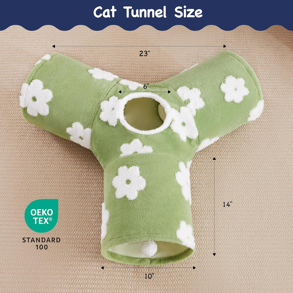 Tempcore Flannel Pet Cat Tunnel Tube Cat Toys 3 Way Collapsible, Cat Tunnels for Indoor Cats，Kitty