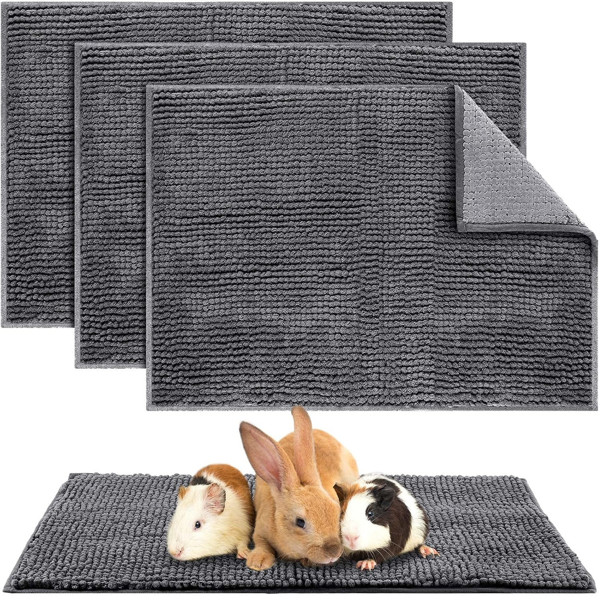 Amylove 4 Pcs Guinea Pig Cage Liner Guinea Pig Bedding Washable Fleece Pee Pads Reusable Small