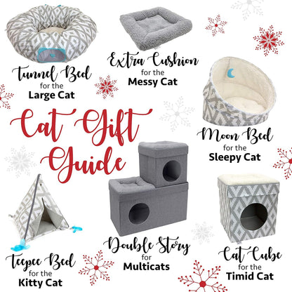 Kitty City Large Cat Tunnel Bed, Cat Bed, Pop Up Bed, Cat Toys, White