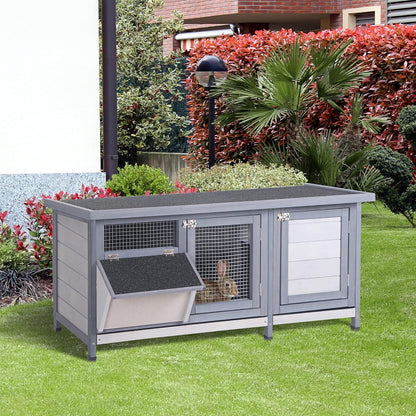 PawHut Wooden Rabbit Hutch Bunny Hutch Cage Guinea Pig with Waterproof Roof, No Leak Tray and
