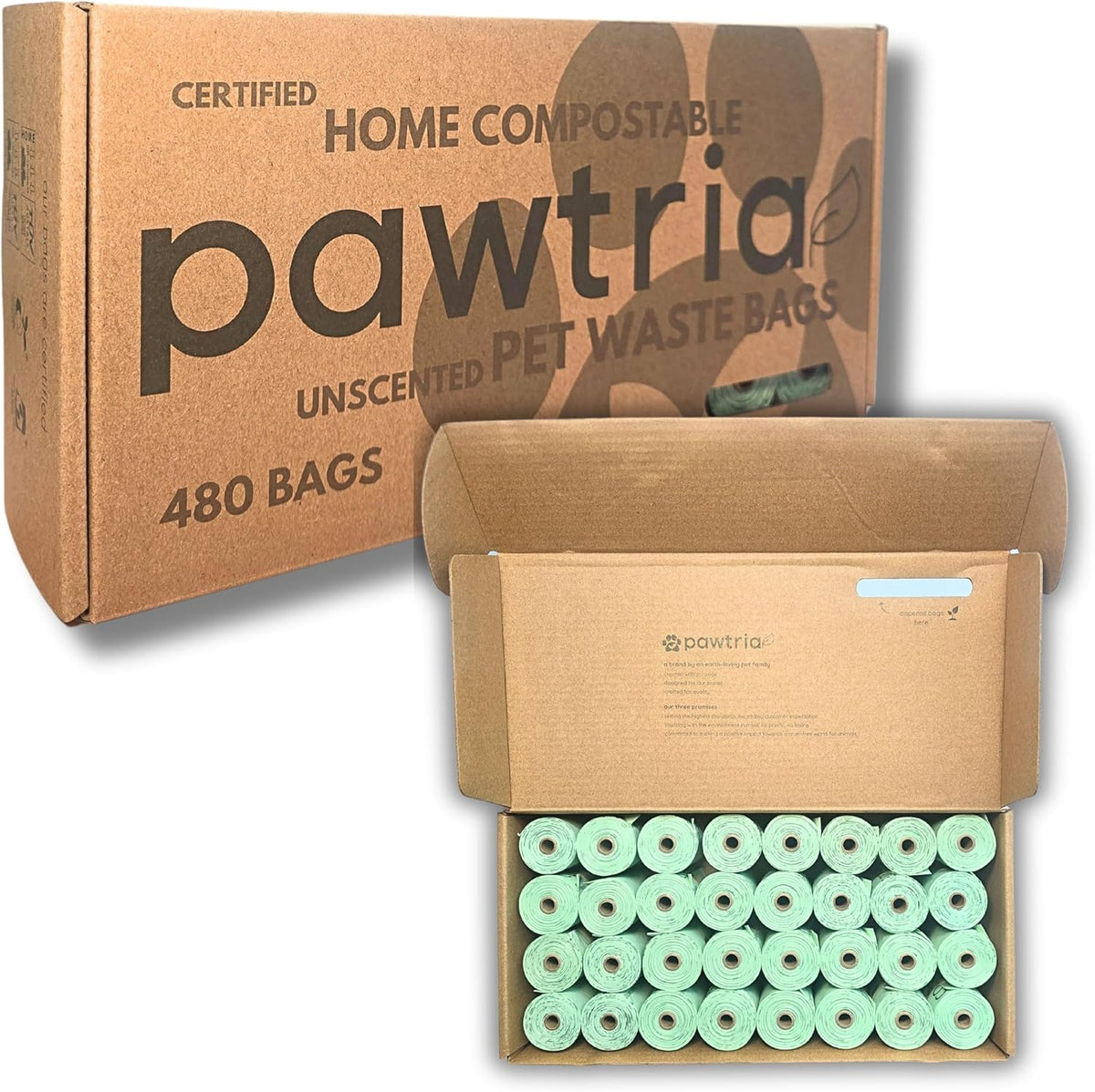 Pawtria Certified Home Compostable Dog Poop Bags (480), Value pack, Biodegradable Poop Bags, Cat