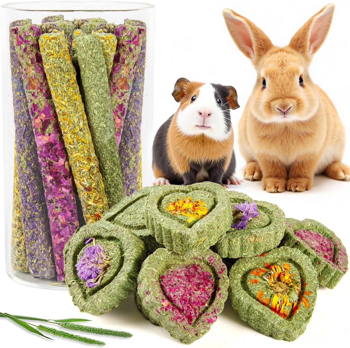 Sofier Timothy Hay Treats Rabbit Toys Bunny Guinea Pig Hamster Natural Chews for Teeth Handmade