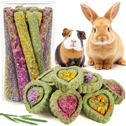 Sofier Timothy Hay Treats Rabbit Toys Bunny Guinea Pig Hamster Natural Chews for Teeth Handmade