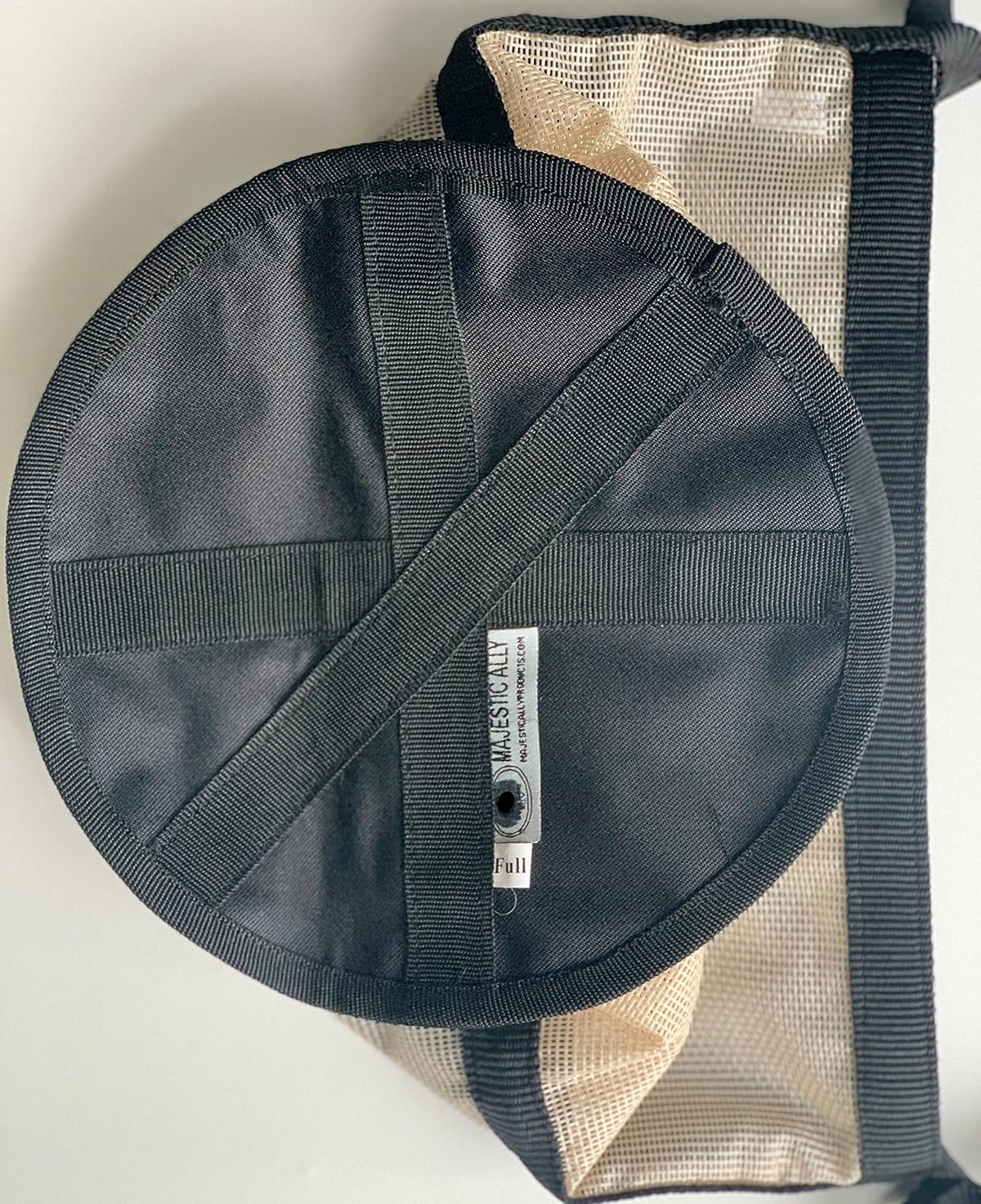 Majestic Ally Horse Feed Bag, Heavy Duty Nylon Mesh Grain Feed Bag, Adjustable Strap with Durable