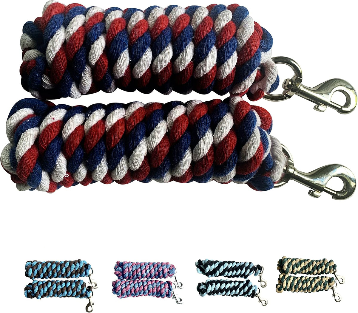 Majestic Ally Pack of 2 Solid Cotton Lead Rope for Horses & Livestock – 10 Foot Long and 5/8 inch