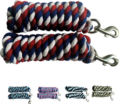 Majestic Ally Pack of 2 Solid Cotton Lead Rope for Horses & Livestock – 10 Foot Long and 5/8 inch