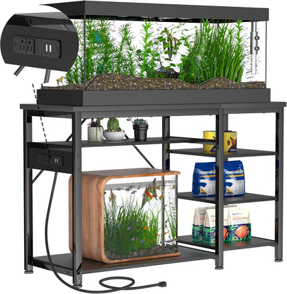 30-40 Gallon Aquarium Stand: Heavy Duty With Power Outlets and Cabinet for Tank Accessories Storage