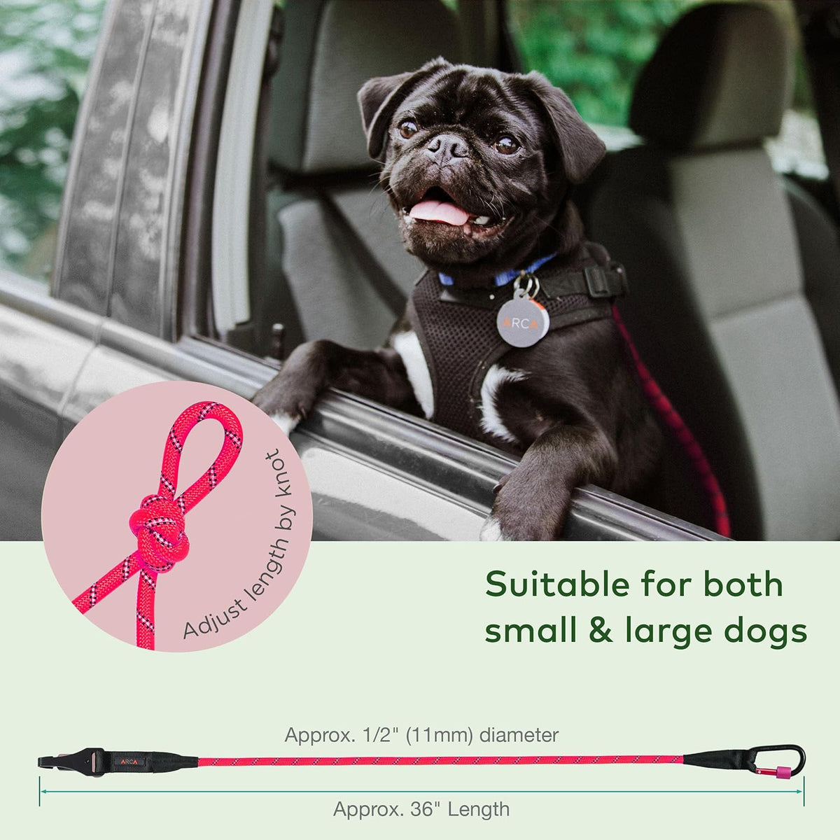 Dog Seat Belt for Car | Universal Dog Car Seatbelt | Durable Reflective Rope with Clip Hook Latch