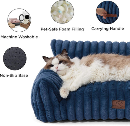 Bedsure Cute Cat Couch for Pets - Fluffy Small Dog Sofa with Premium Soft Corduroy Fleece, Pet Sofa
