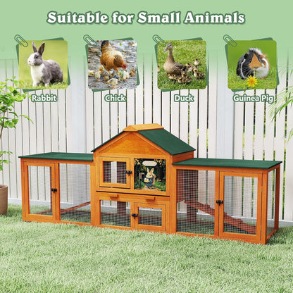 COZIWOW 82” Extra Large Fashion Wooden Outdoor Rabbit Hutch Bunny Cage Indoor Easy to Assemble and