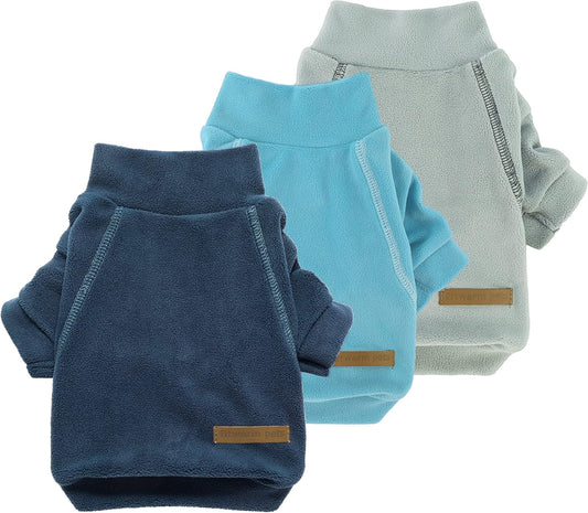 Fitwarm 3 Pack Classic Fleece Dog Sweater, Turtleneck Dog Sweatshirt, Dog Winter Clothes for Small