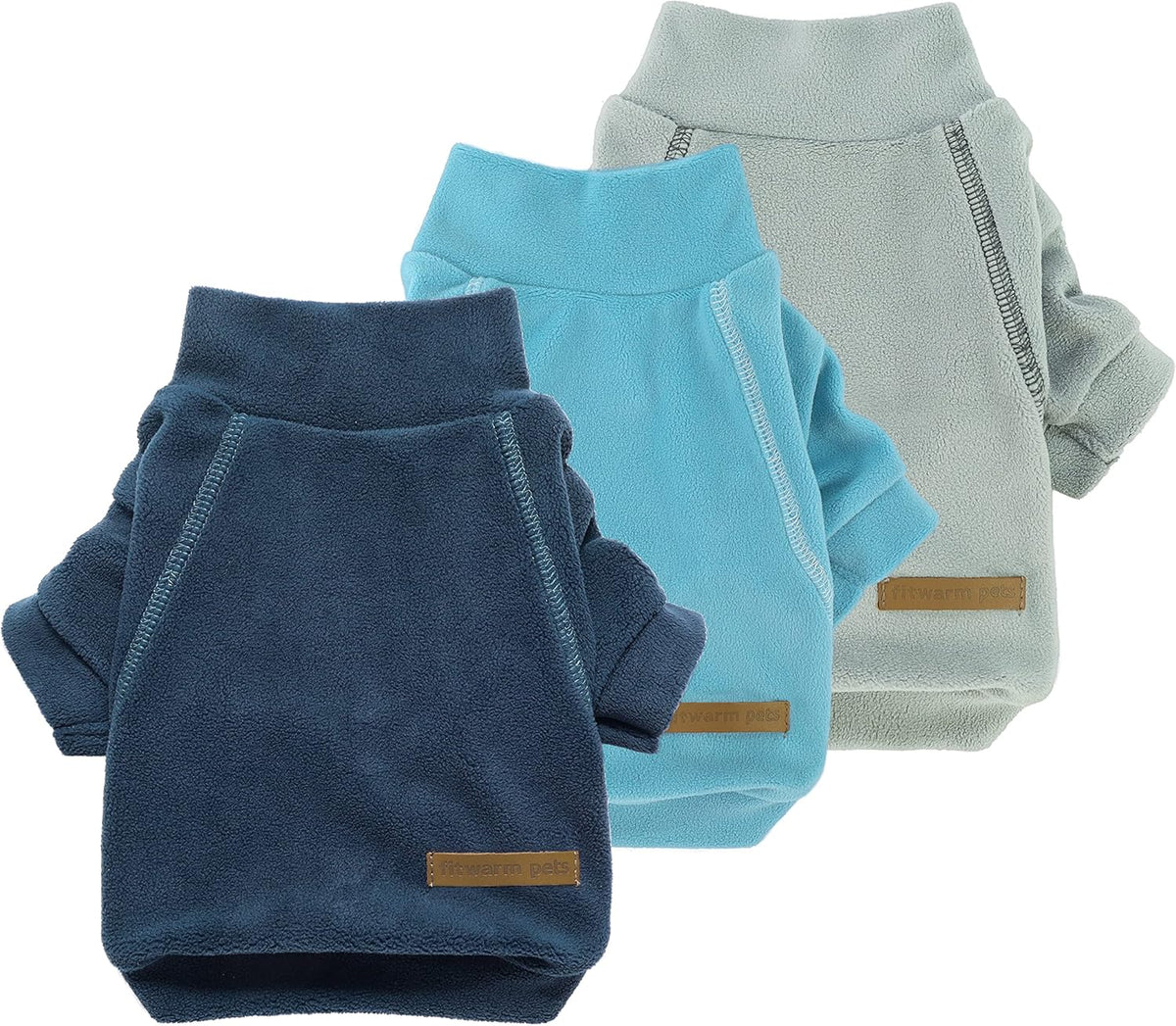 Fitwarm 3 Pack Classic Fleece Dog Sweater, Turtleneck Dog Sweatshirt, Dog Winter Clothes for Small