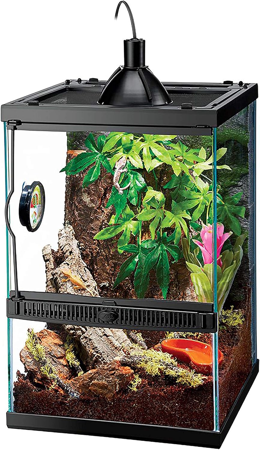 Zilla 11 Gallon Glass Tropical Vertical Habitat Starter Kit for Small Tree Dwelling Reptiles &
