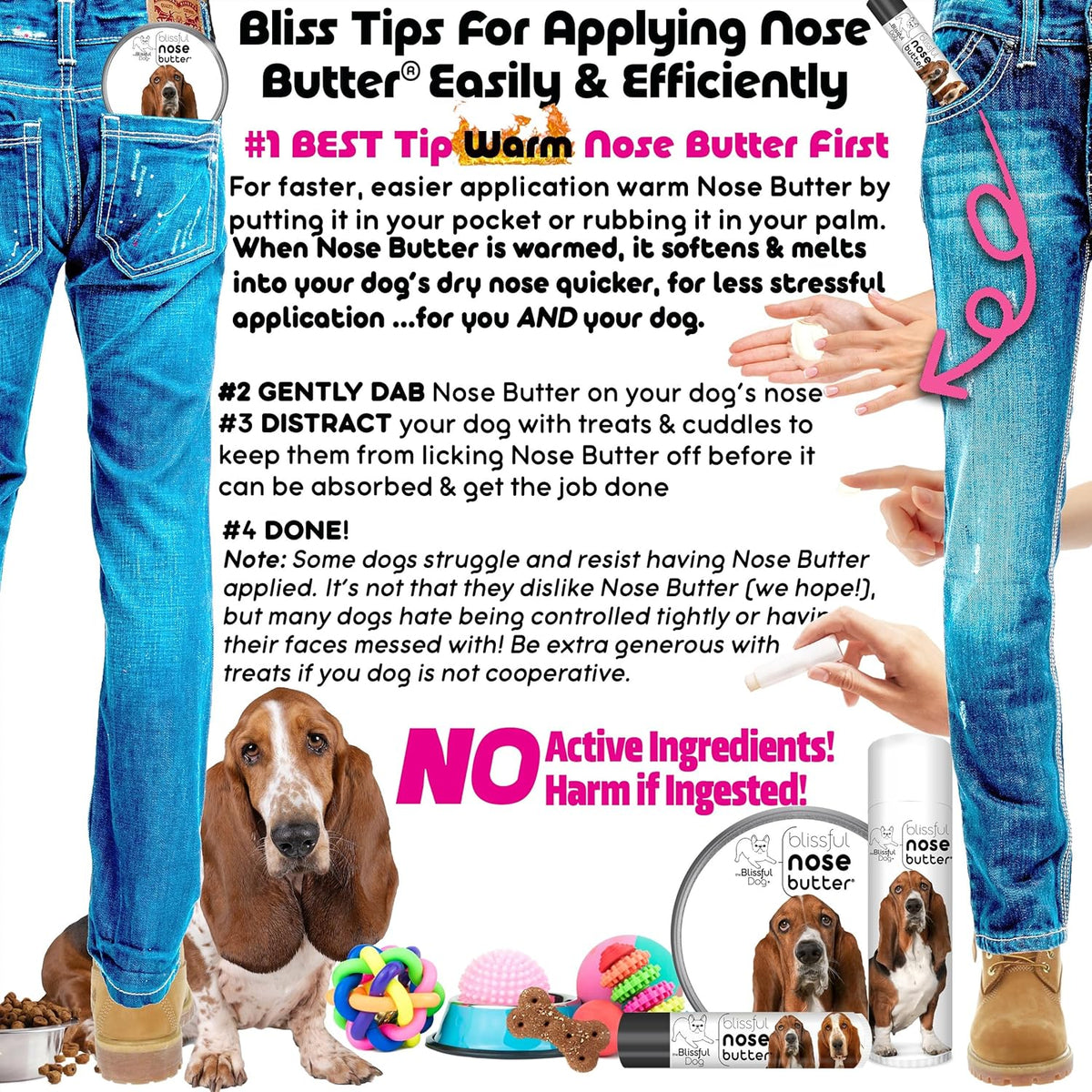 The Blissful Dog Basset Hound Nose Butter for Dry, Cracked Skin, Lick-Safe Dog Nose Balm with