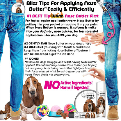 The Blissful Dog Basset Hound Nose Butter for Dry, Cracked Skin, Lick-Safe Dog Nose Balm with