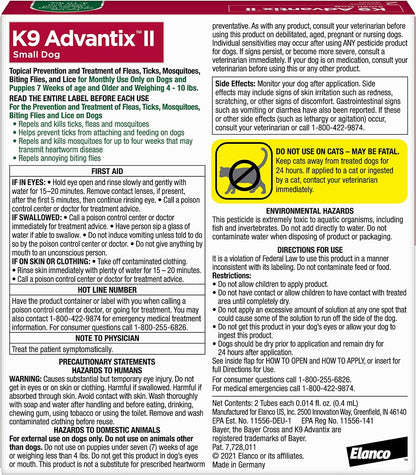 K9 Advantix II Small Dog Vet-Recommended Flea, Tick & Mosquito Treatment & Prevention | Dogs 4-10
