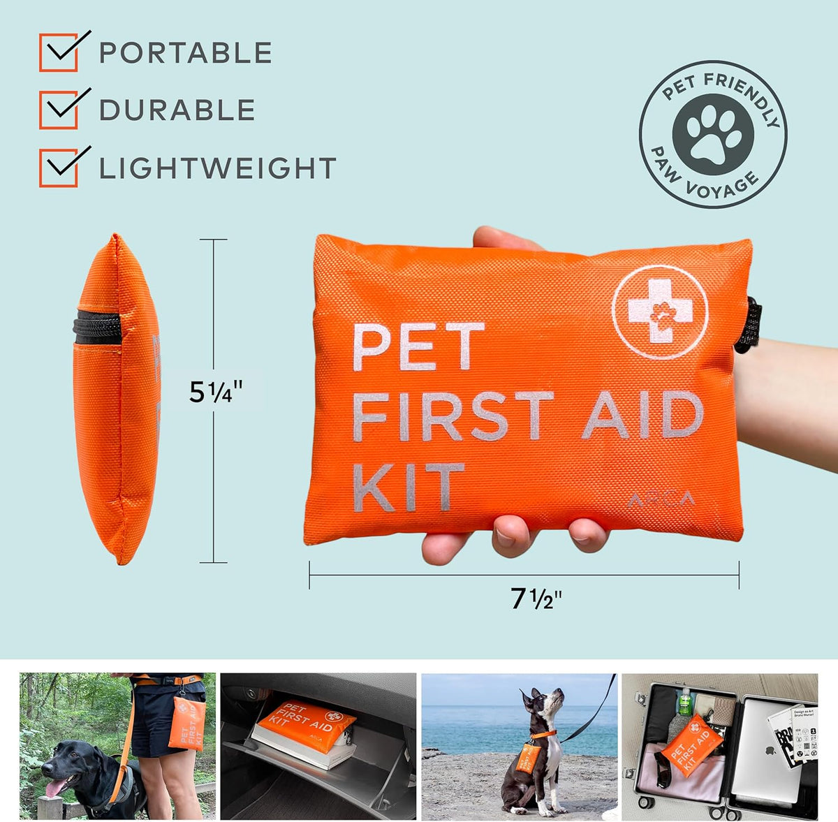 Dog First Aid Kit - Pet Emergency Kit - Water Resistant High Visibility Reflective First Aid Pouch