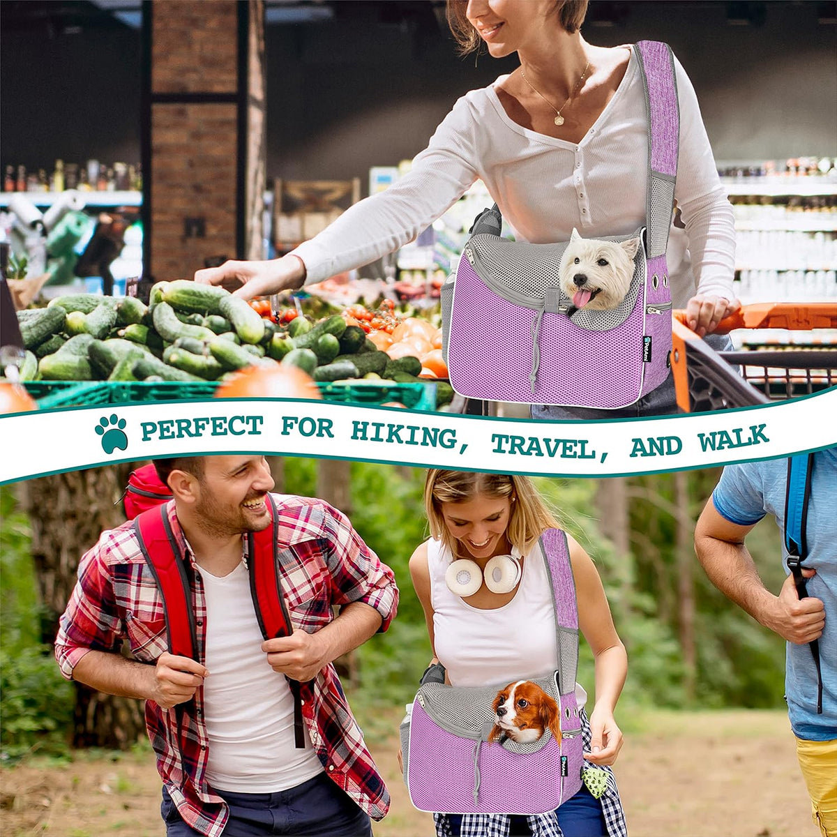 PetAmi Small Dog Sling Carrier, Soft-Sided Crossbody Puppy Carrying Purse Bag, Adjustable Sling Pet