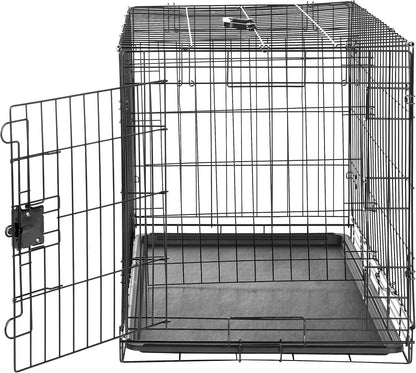 Amazon Basics Durable, Foldable, Collapsible, Portable Metal Wire Dog Crate with Tray, Single Door
