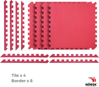 Norsk Reversible Gym Exercise Mats 3/4" Thick EVA Interlocking Foam Tiles, Perfect Home Gym