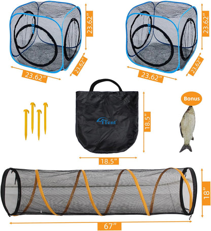 Pet Play Tunnel + Cube(with Three Ways) for Indoor and Outdoor, Kitty Play House, Cat Enclosures