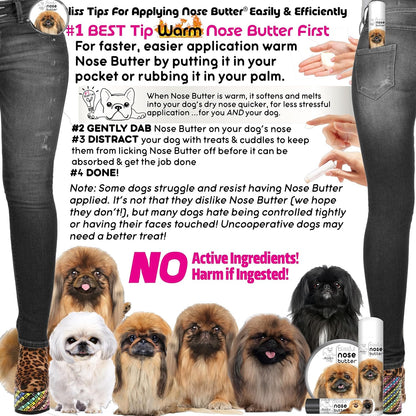 The Blissful Dog Pekingese Nose Butter for Dry, Cracked Skin, Lick-Safe Dog Nose Balm with