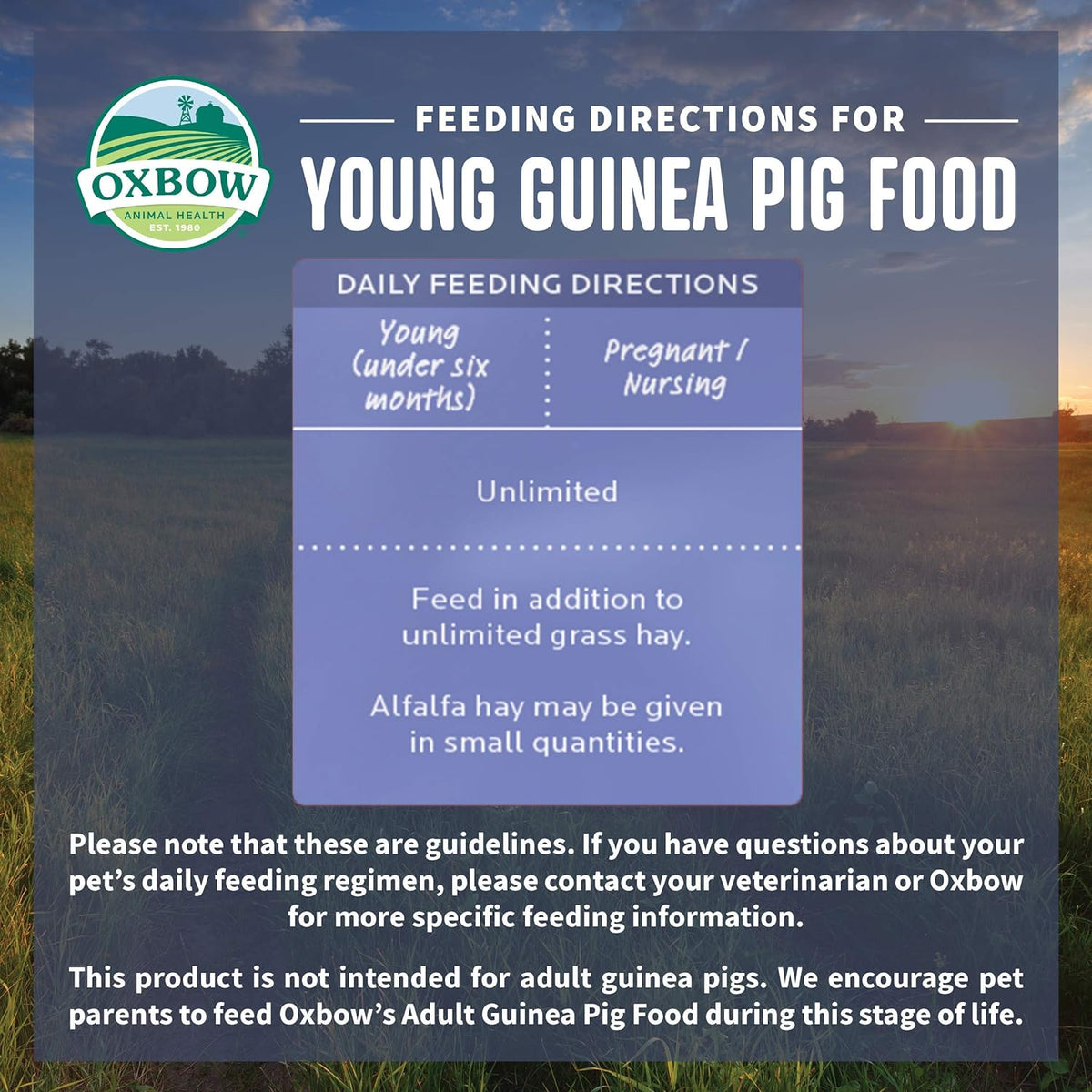 Oxbow Garden Select Guinea Pig Food, Young, Made Alfalfa for Guinea Pig, Pet Food Pellets with