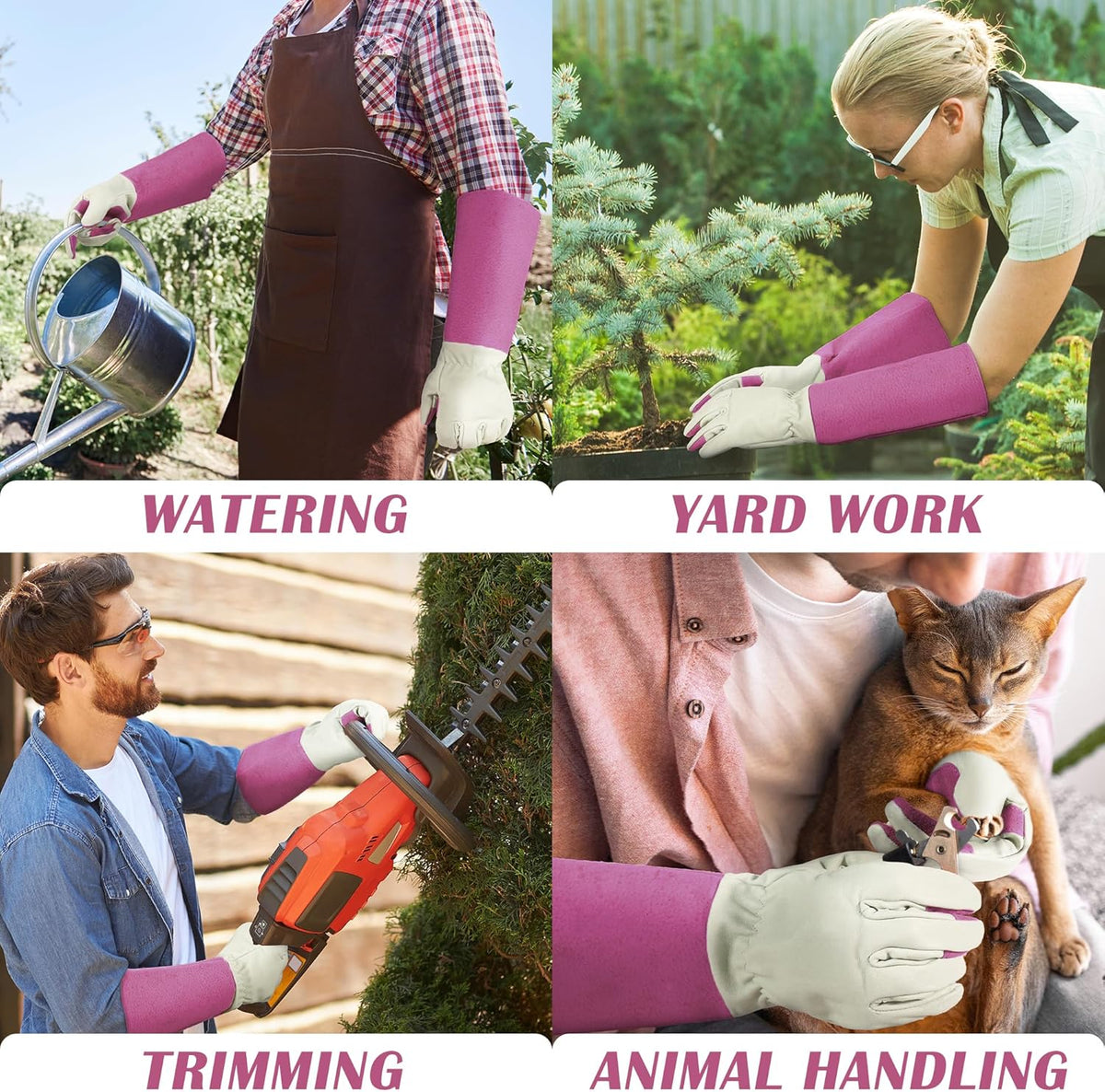 HANDLANDY Rose Pruning Gardening Gloves for Men & Women, Thornproof Long Gauntlet Gloves, Pigskin