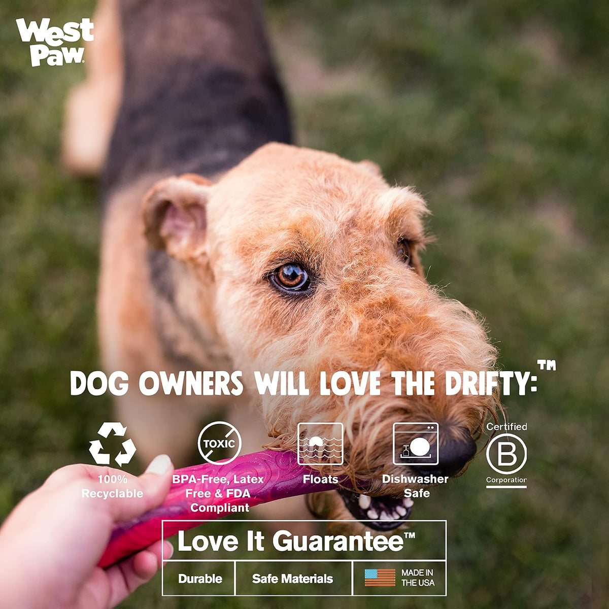 WEST PAW Seaflex Drifty Dog Toy – Machine Washable Dog Toys for Moderate Chewers – Eco-Friendly