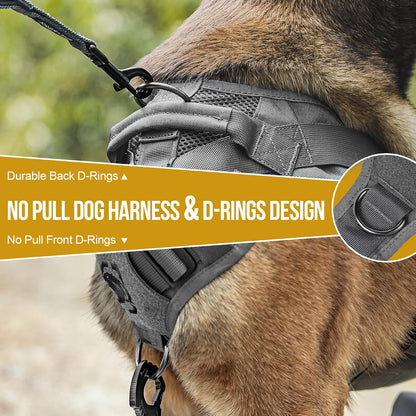 OneTigris Tactical No Pull Dog Harness for Large Dog, Mesh Design Dog Vest Harness Breathable