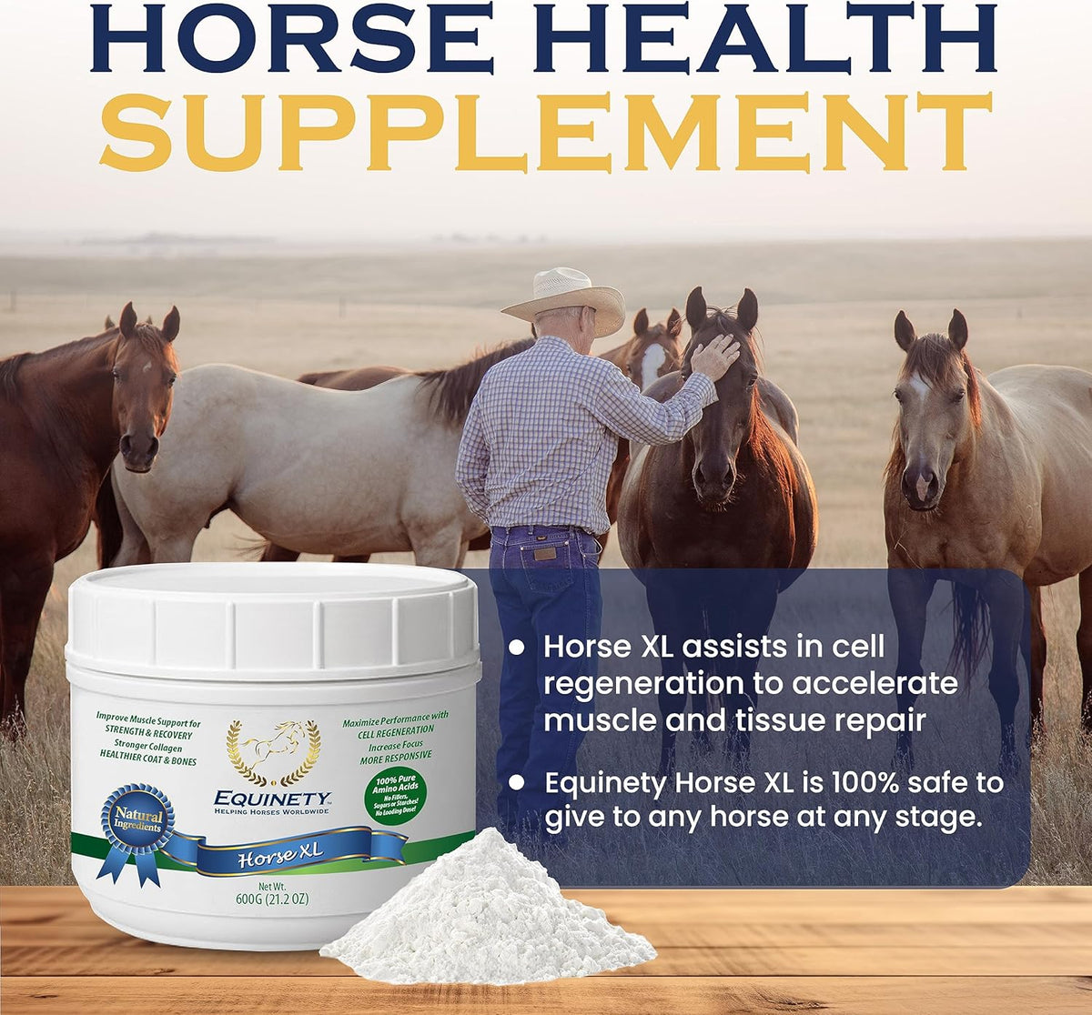 100-Day Supply Horse XL Supplements – Horse Care Weight Gain Supplement W/ 8 Amino Acids - No Soy