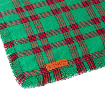 ADOGGYGO Christmas Dog Bandanas with Tassels, Red Green Plaid Pet Xmas Scarf Bib, Multiple Sizes