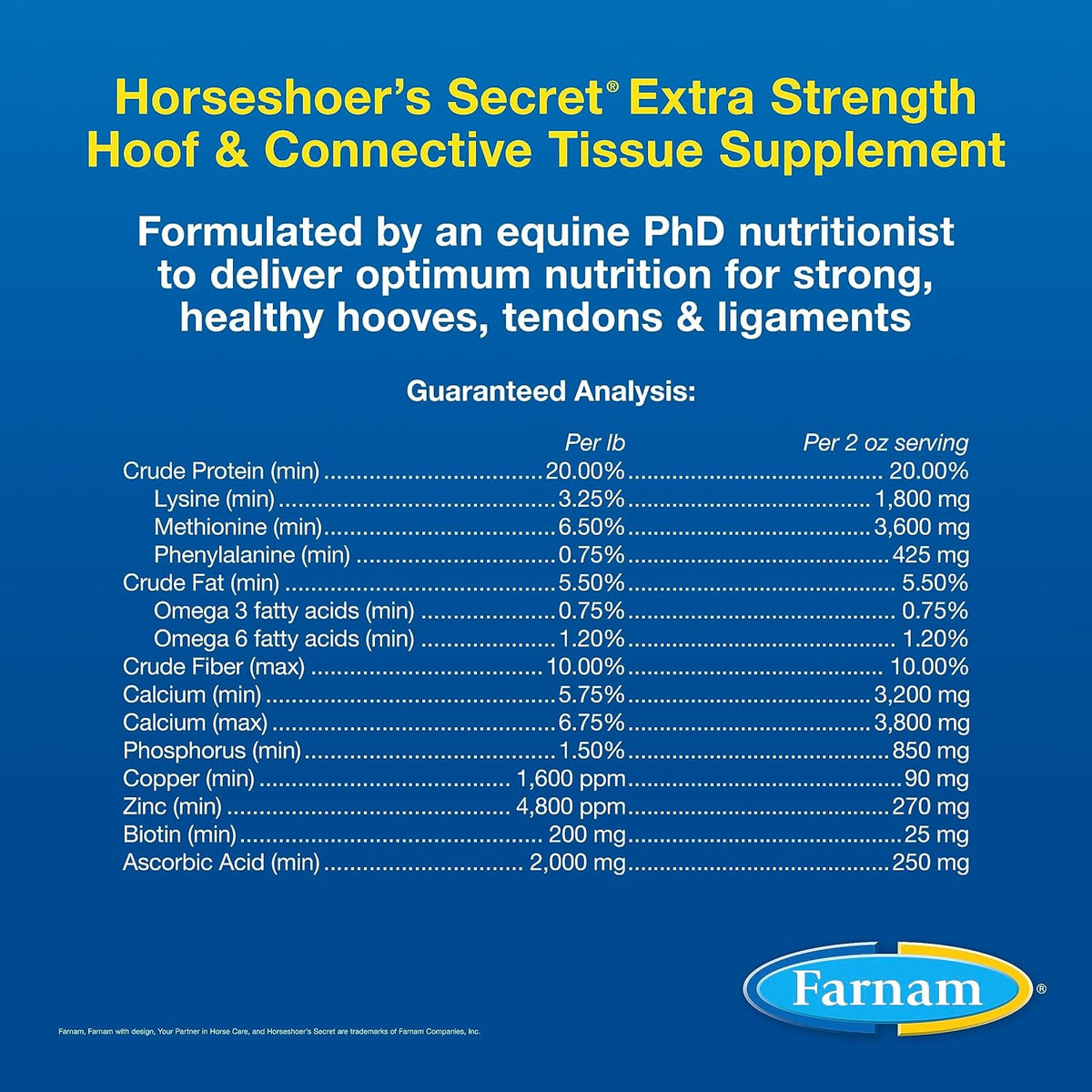 Farnam Horseshoer's Secret Extra Strength Hoof Supplements & Connective Tissue Supplement, Promotes