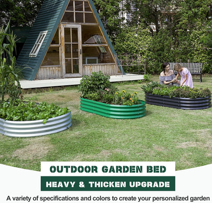 Land Guard Galvanized Raised Garden Bed Kit, Galvanized Planter Garden Boxes Outdoor, Oval Large