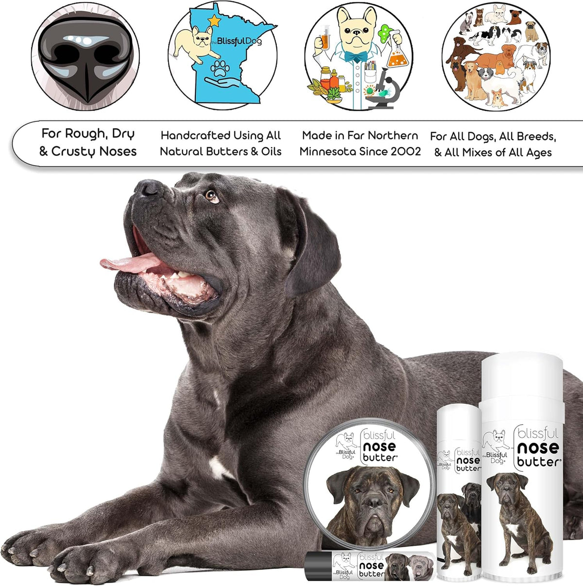 The Blissful Dog Cane Corso Nose Butter, Versatile Dog Nose Balm for Dry Nose, Handcrafted Nose