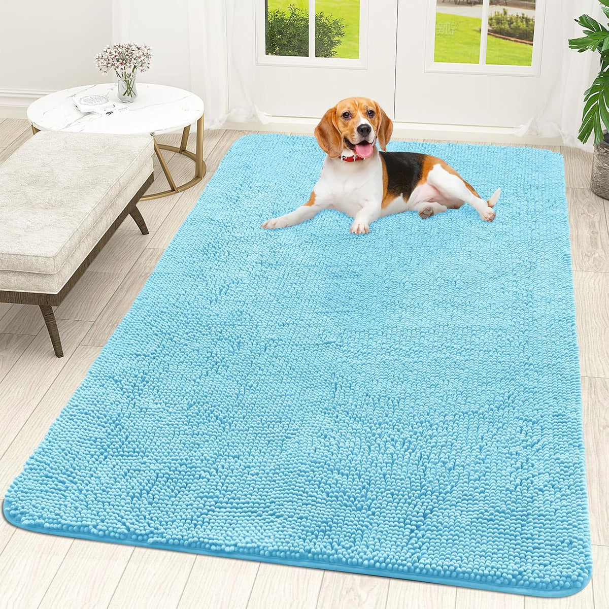 OLANLY Dog Door Mat for Muddy Paws 59x35, Absorbs Moisture and Dirt, Absorbent Non-Slip Washable