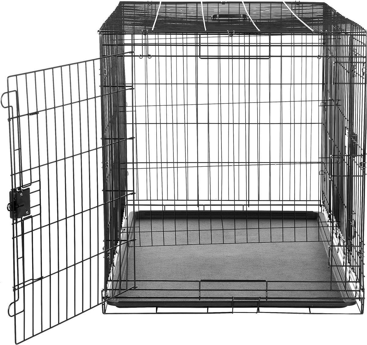 Amazon Basics Durable, Foldable Metal Wire Dog Crate with Tray, Double Door, 48 x 30 x 32.5 in