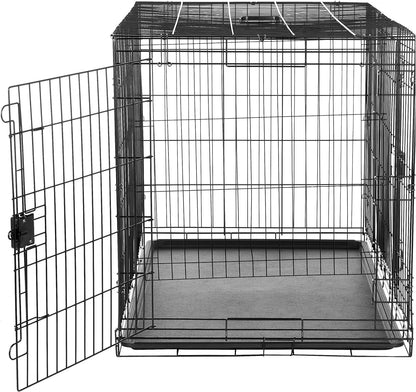 Amazon Basics Durable, Foldable Metal Wire Dog Crate with Tray, Double Door, 48 x 30 x 32.5 in