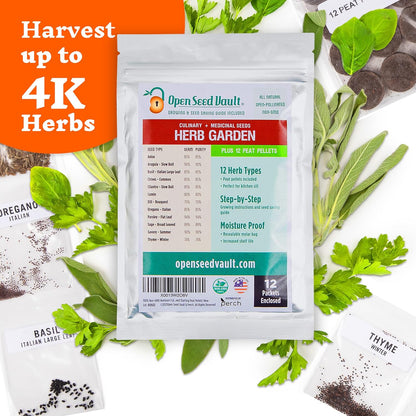 Open Seed Vault 4,000 Non GMO Heirloom Vegetable Seeds for Planting Vegetables and Fruits - 12