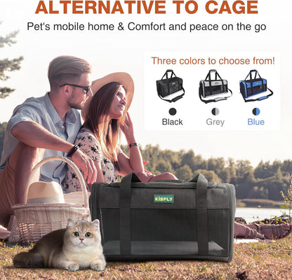 Airline Approved Cat and Small Dog Carrier – Soft-Sided, Foldable Under-Seat Travel Bag for Pets up