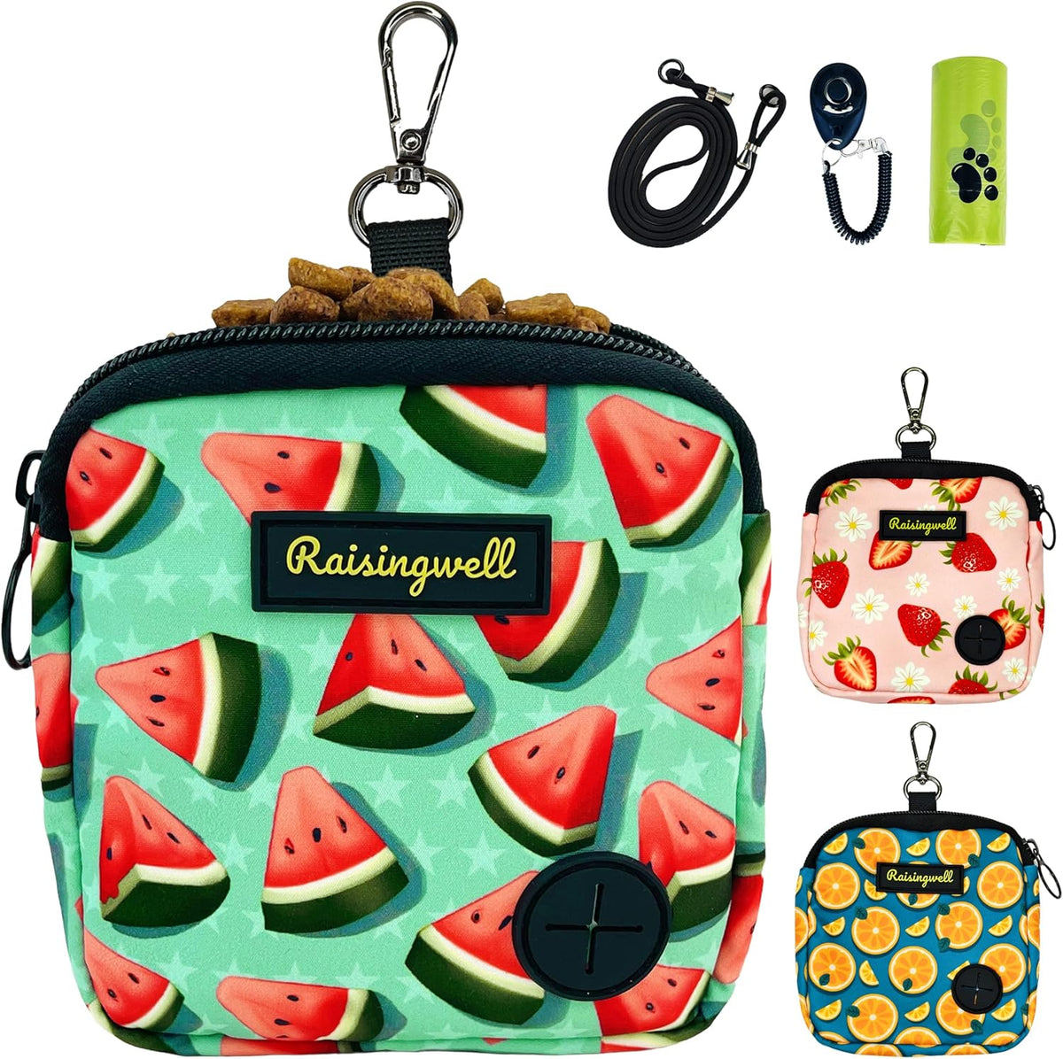 Dog Treat Pouch for Pet Walking and Training with Clicker Poop Bags Small Fanny Zipper Pack Holder