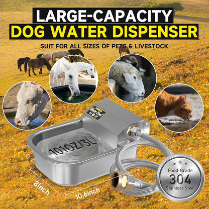 Automatic Water Dispenser for Dogs, 101oz Outdoor Dog Water Bowl, 304 Stainless Steel Water Feeder