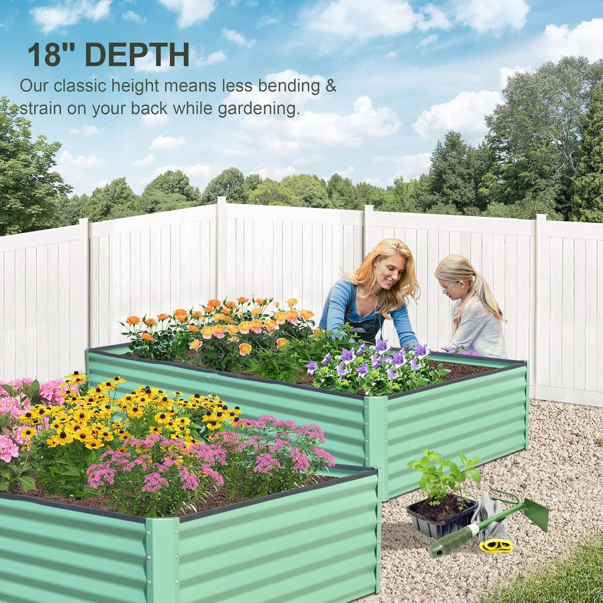 Domi Raised Garden Beds Outdoor, 8x4x1.5Ft Thickening Tall Metal Rectangular Deep Root Box Planter