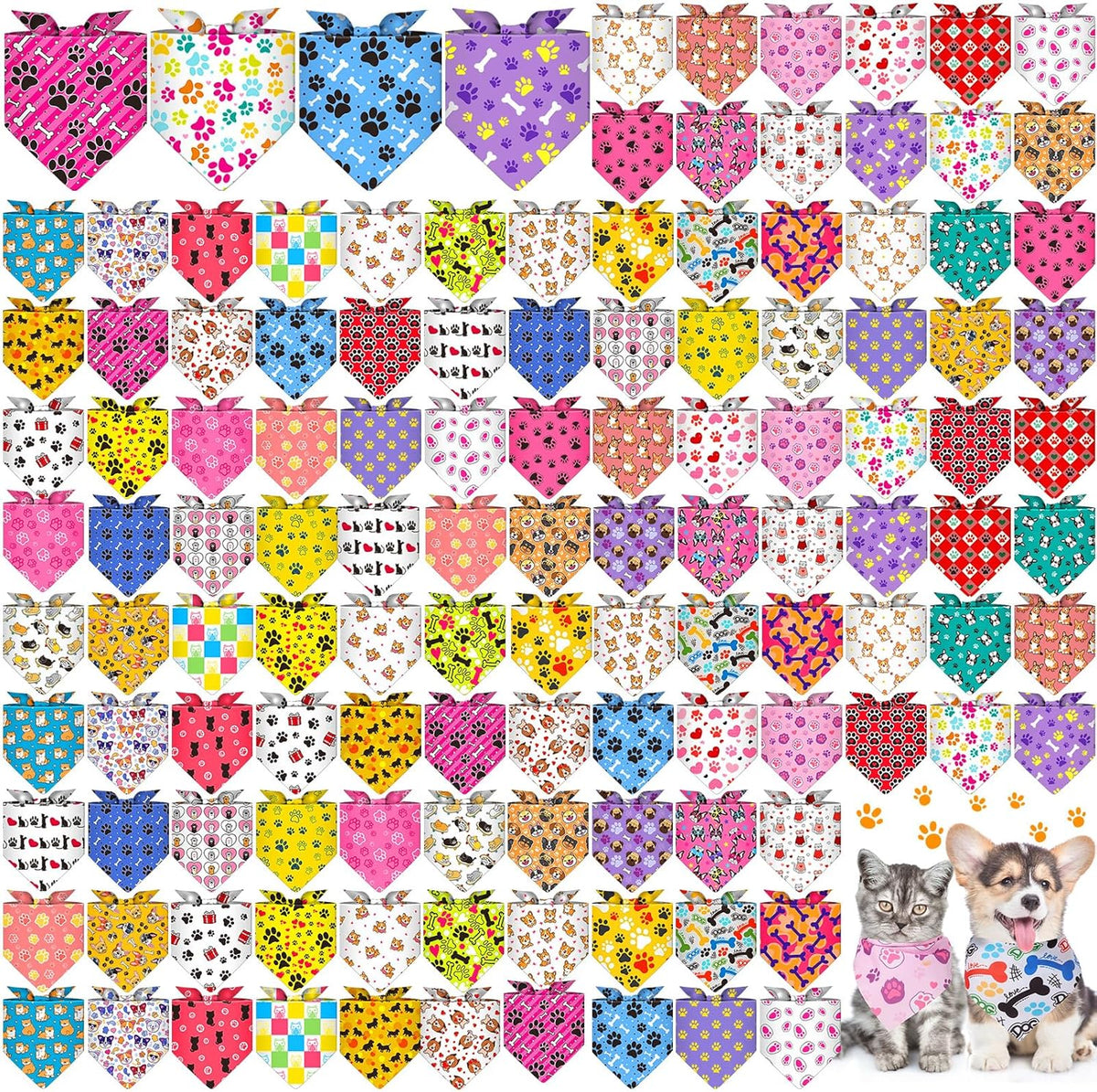 Sanwuta 120 Pcs Fall Dog Bandanas Bulk, Thanksgiving Scarves for Small Medium Large Dogs Cats