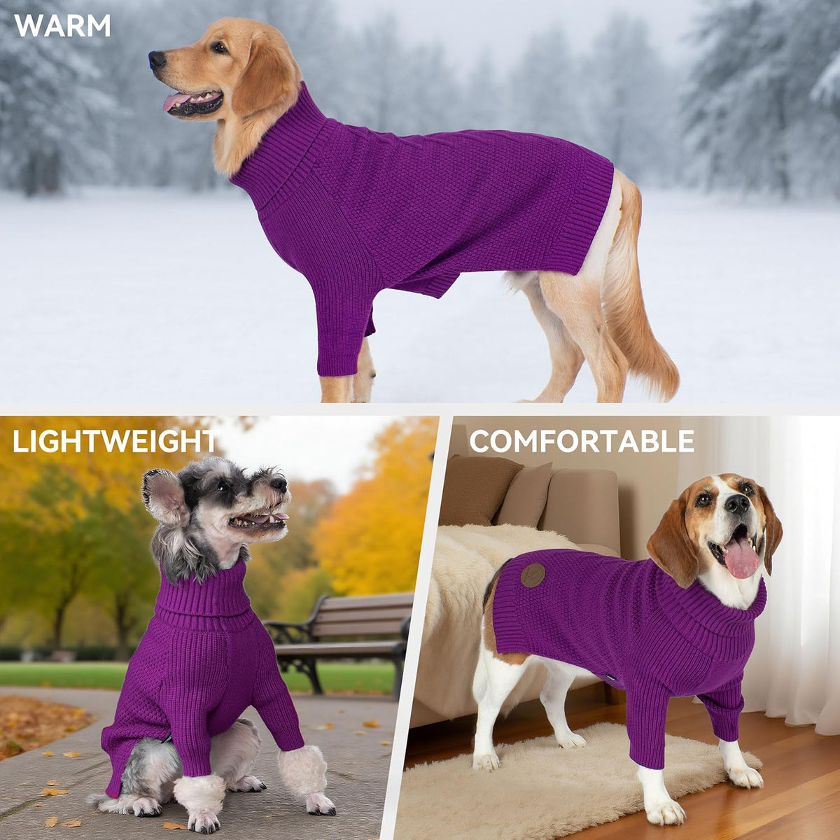 cyeollo 4XL Dog Sweater,Pullover Turtleneck for Large Dogs Classic Knitwear Fall Winter Cold