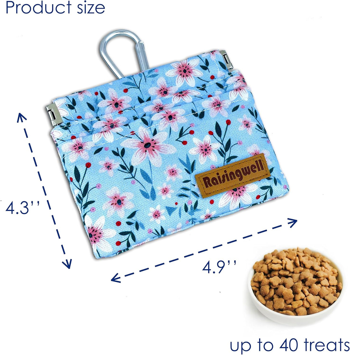 Dog Treat Pouch, Small Cotton Pocket Sized Training Holder, Hand Free Walking Fanny Bag with